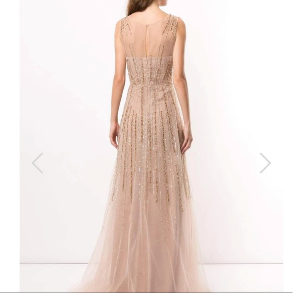 Marchesa Sleeveless Beaded V-Neck Gown - Picture 8 of 8